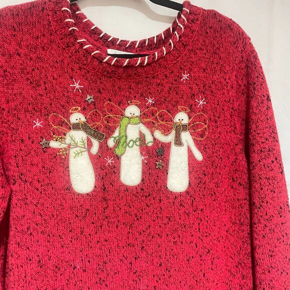 Christopher & Banks Embroidered Holiday Pullover Snowman Sweater Red XL - Picture 13 of 15